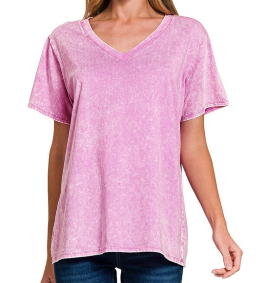 Finley V-neck (bright mauve)