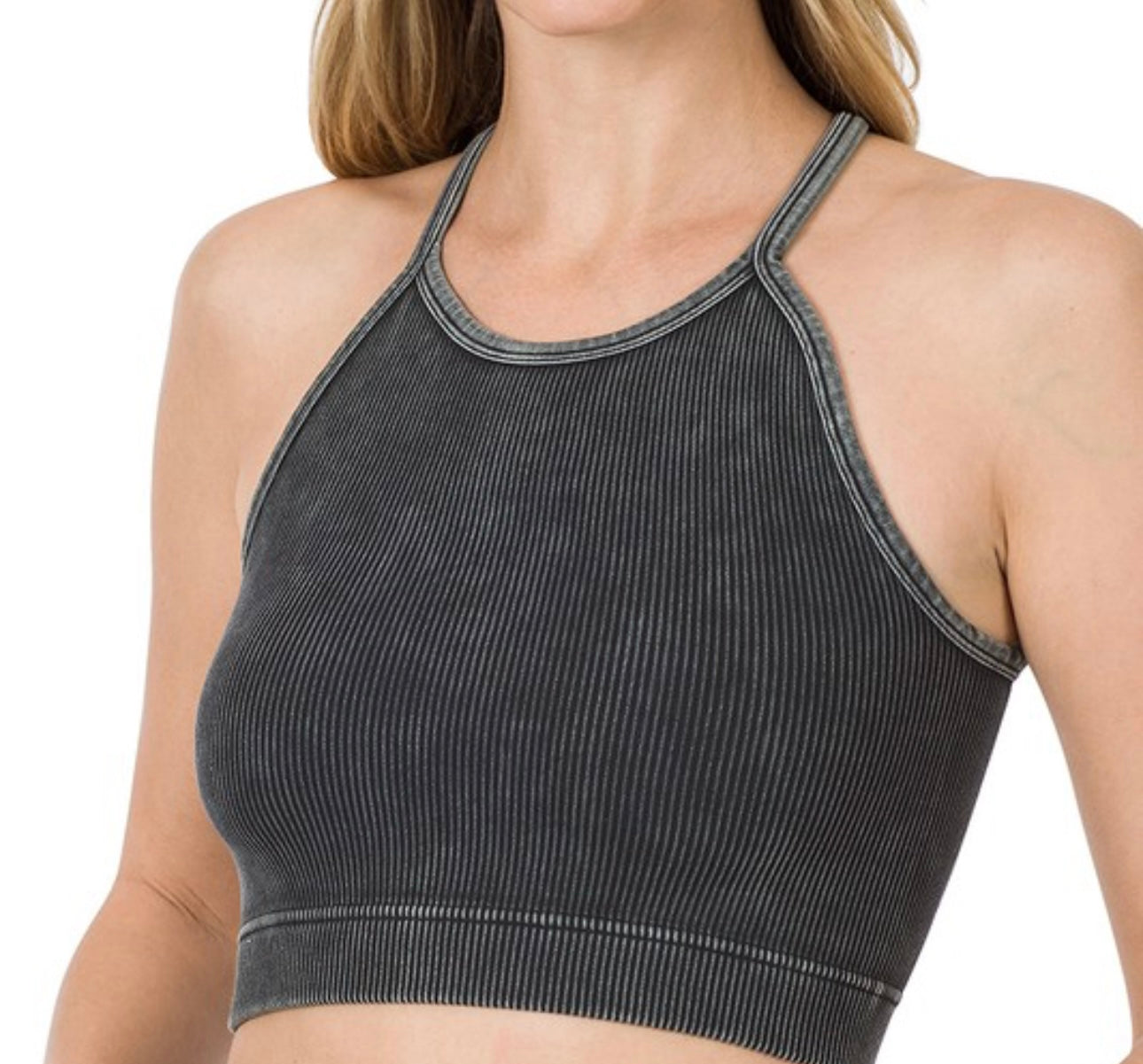 Everyday Ribbed Halter Bralette (unpadded)