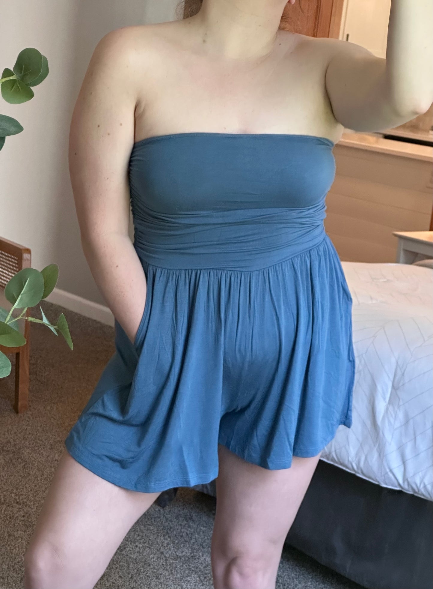 Bring the Heat Romper (dusty blue)