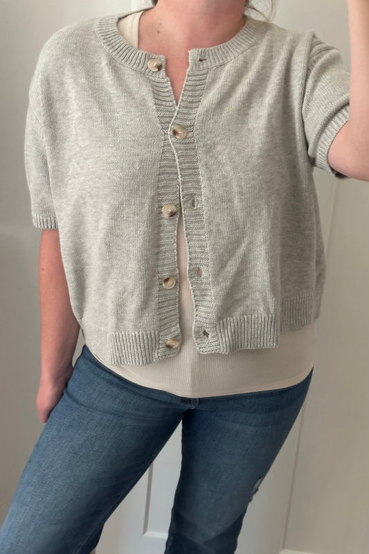 Opal Short Sleeve Cardigan (grey)