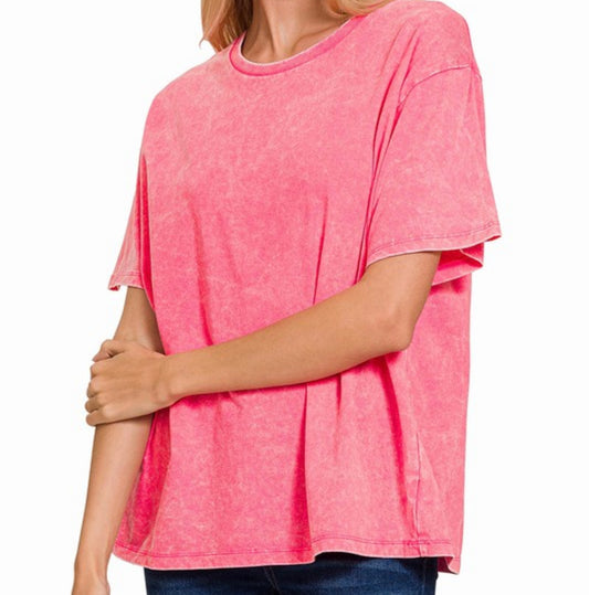 Finley Washed Tee (fushia)